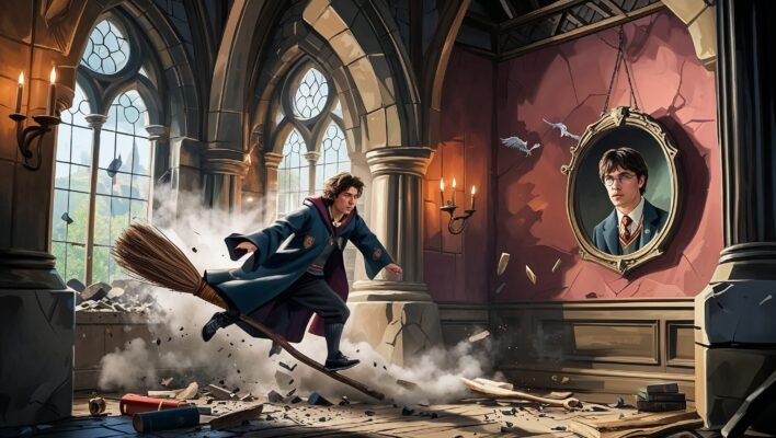 Broomstick Crash Into the Common Room Wall