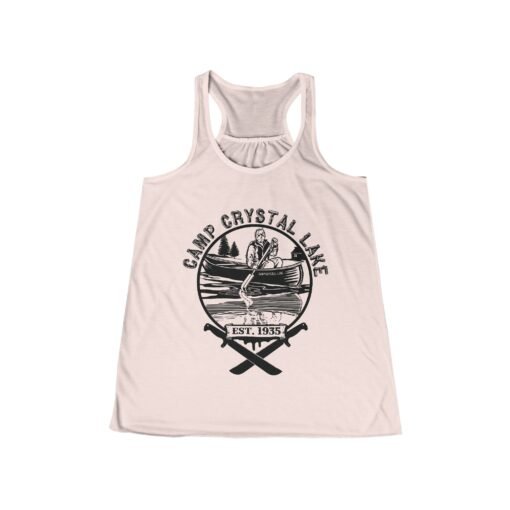 🔪🌲 Camp Crystal Lake Women’s Flowy Racerback Tank – Cute, Creepy, and Killer - Image 4