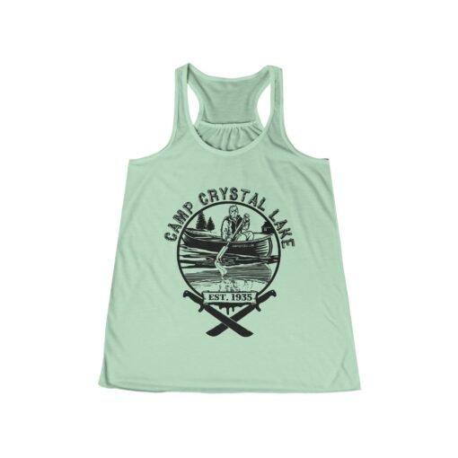 🔪🌲 Camp Crystal Lake Women’s Flowy Racerback Tank – Cute, Creepy, and Killer - Image 5