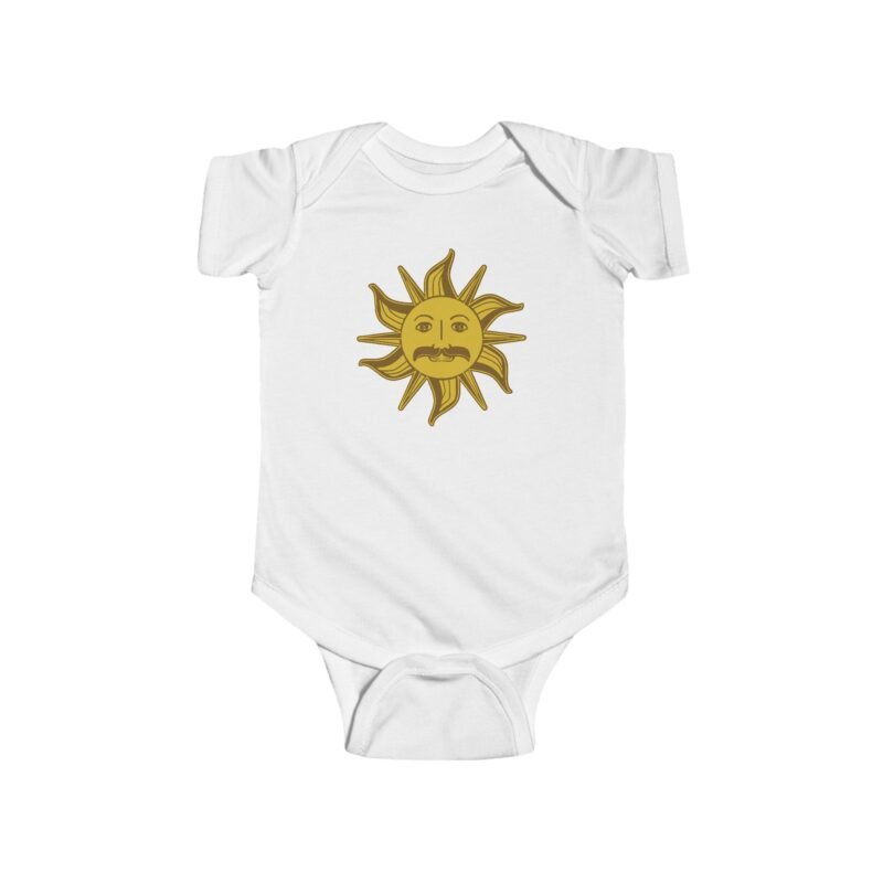 🌞 King Arthur’s Sun Emblem Baby Bodysuit – Tiny Royalty, Big Absurdity