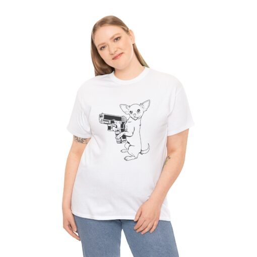 🔫🐾 Armed Chihuahua Unisex T-Shirt – Small Dog, Big Attitude - Image 4
