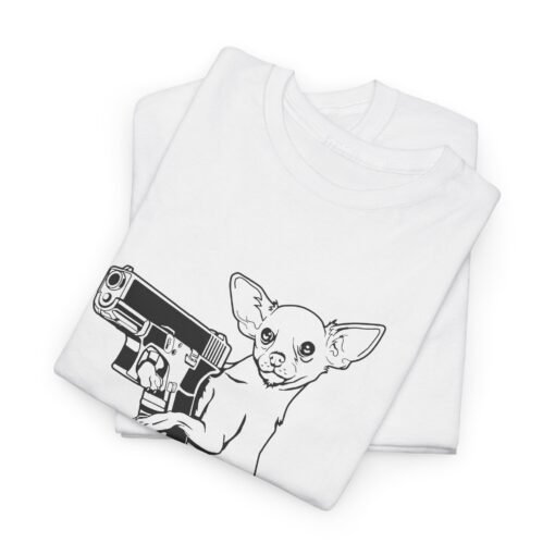 🔫🐾 Armed Chihuahua Unisex T-Shirt – Small Dog, Big Attitude - Image 3