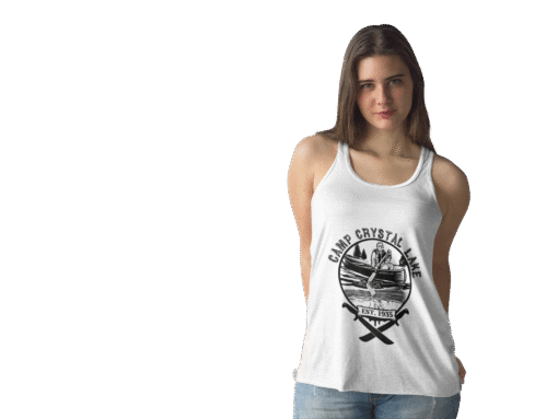 🔪🌲 Camp Crystal Lake Women’s Flowy Racerback Tank – Cute, Creepy, and Killer - Image 6