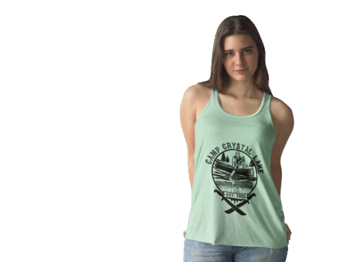 🔪🌲 Camp Crystal Lake Women’s Flowy Racerback Tank – Cute, Creepy, and Killer - Image 8
