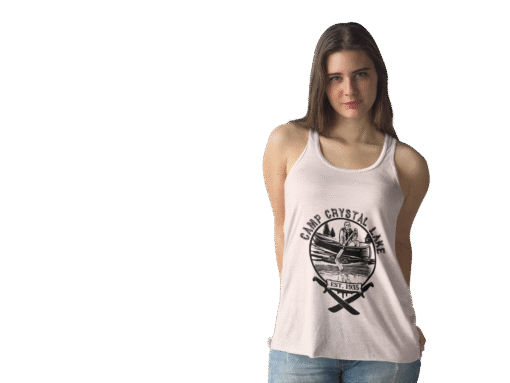 🔪🌲 Camp Crystal Lake Women’s Flowy Racerback Tank – Cute, Creepy, and Killer - Image 10