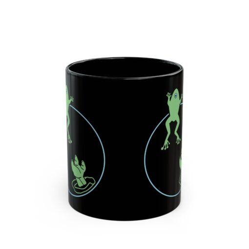 ☕🐸🌌 Reach for the Froggy Black Mug – Sip Like a Snack-Savvy Force User - Image 3