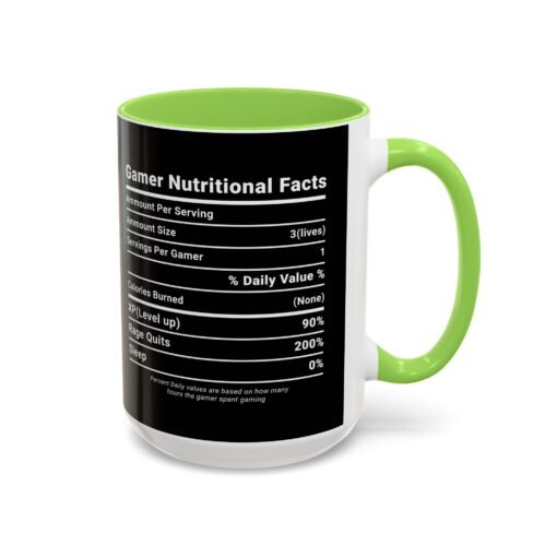 ☕🎮 Gamer Nutrition Facts Color Accent Mug – Fuel for Every Respawn - Image 70
