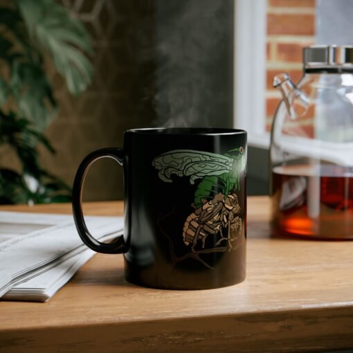 ☕ Molting Cicada Black Mug – Sip Through the Transformation - Image 6