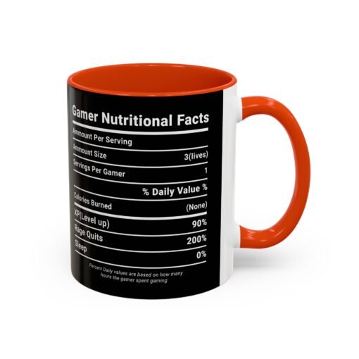 ☕🎮 Gamer Nutrition Facts Color Accent Mug – Fuel for Every Respawn - Image 34