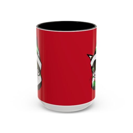 ☕🐱🎄 Elf Kitten Color Accent Mug – Sip with Holiday Whiskers & Cheer - Image 21