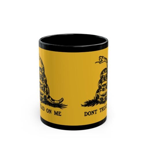 ☕🐍💛 Gadsden Flag Black Mug – Don’t Tread on My Coffee - Image 3