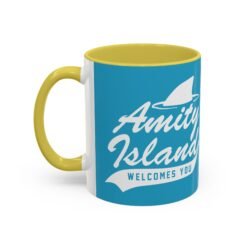 🦈 Amity Island Color Accent Mug – Welcomes You (and the Shark)