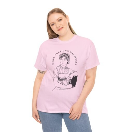 📖🌿 Jane Austen “Know Your Own Happiness” Unisex T-Shirt – Timeless Wisdom, Everyday Style - Image 4