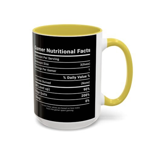 ☕🎮 Gamer Nutrition Facts Color Accent Mug – Fuel for Every Respawn - Image 90