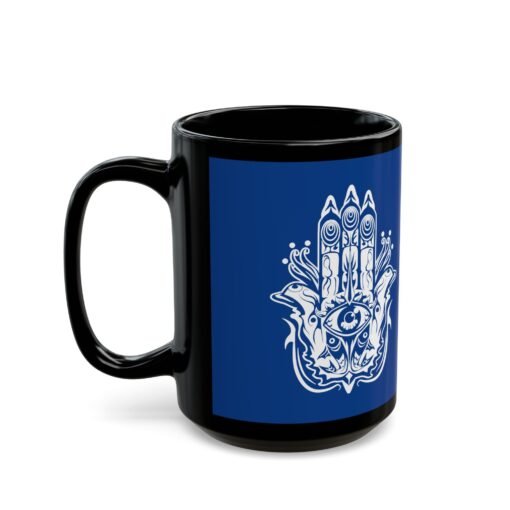 ☕🖐️✨ Hamsa Black Mug – Sip with Protection and Peace - Image 9