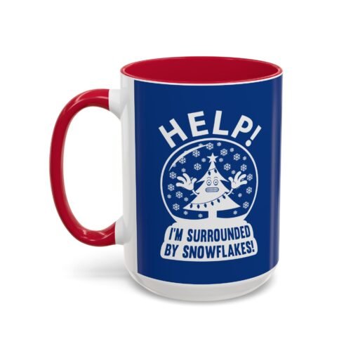 ☕❄️🎄 Help! I'm Surrounded By Snowflakes Color Accent Mug – Sip with Seasonal Sass - Image 56