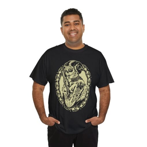 🌹💀 Tattooed Sugar Skull Leia Unisex T-Shirt – Rebel Royalty with a Bold Twist - Image 4
