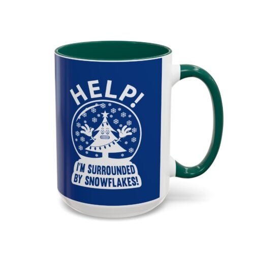 ☕❄️🎄 Help! I'm Surrounded By Snowflakes Color Accent Mug – Sip with Seasonal Sass - Image 42