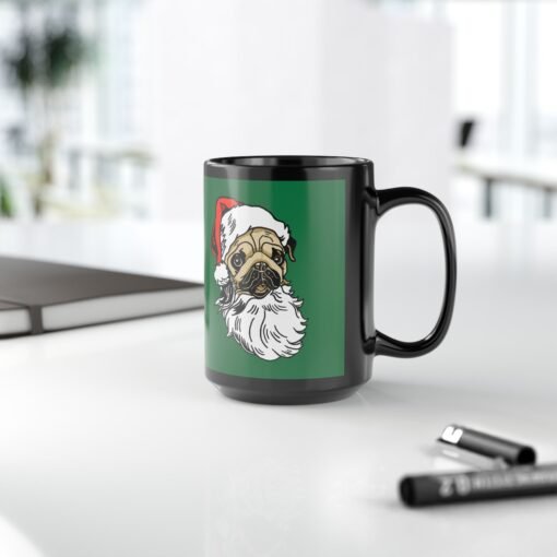 ☕🐾 Pug Santa Black Mug – Sip with a Side of Holiday Cheer - Image 15