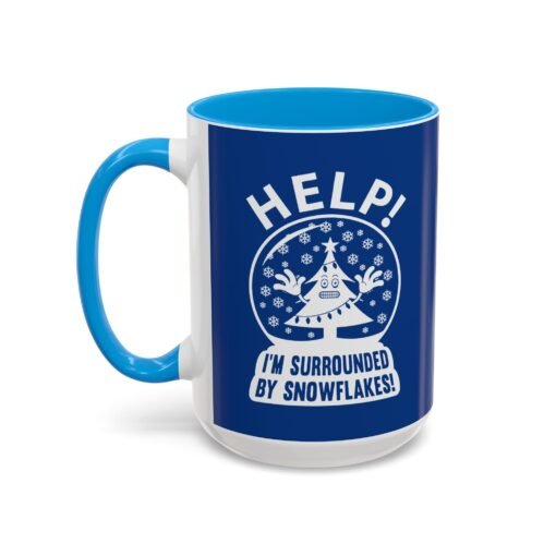 ☕❄️🎄 Help! I'm Surrounded By Snowflakes Color Accent Mug – Sip with Seasonal Sass - Image 48