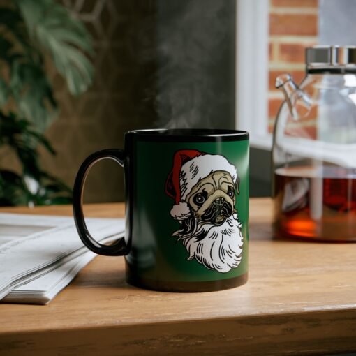 ☕🐾 Pug Santa Black Mug – Sip with a Side of Holiday Cheer - Image 7