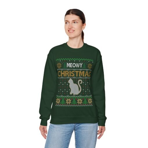 😺🎄 Meowy Christmas Unisex Sweatshirt – Pawsitively Purr-fect Ugly Sweater Style - Image 7