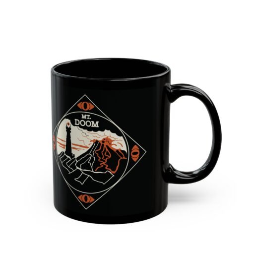 🔥 Mount Doom & Eye of Sauron Black Mug – Power in Every Sip - Image 3