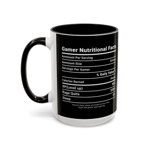 ☕🎮 Gamer Nutrition Facts Color Accent Mug – Fuel for Every Respawn - Image 52