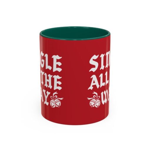 ☕💔🎄 Single All The Way Color Accent Mug – Sassy Sips for the Solo Season - Image 13