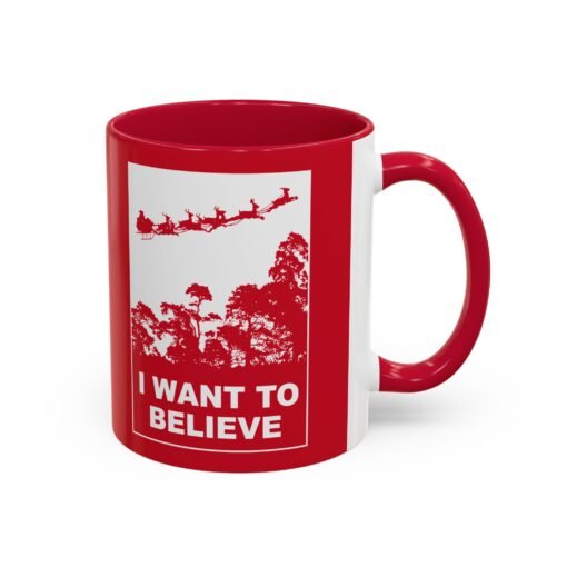☕🎅🛸 I Want to Believe (In Santa) Color Accent Mug – Mulder Meets Merry - Image 3