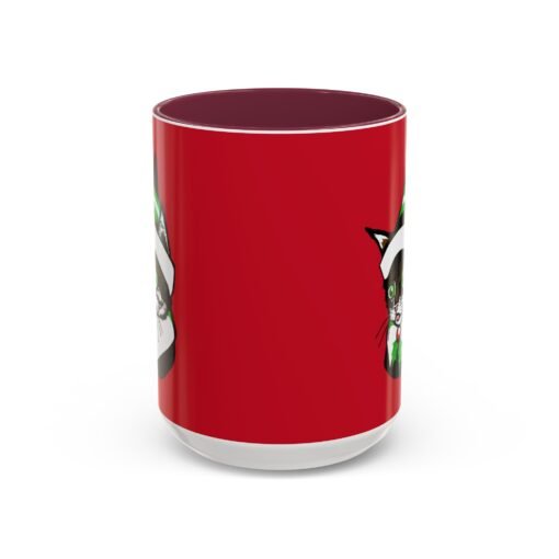☕🐱🎄 Elf Kitten Color Accent Mug – Sip with Holiday Whiskers & Cheer - Image 33