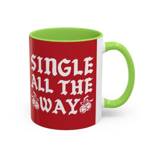 ☕💔🎄 Single All The Way Color Accent Mug – Sassy Sips for the Solo Season - Image 18