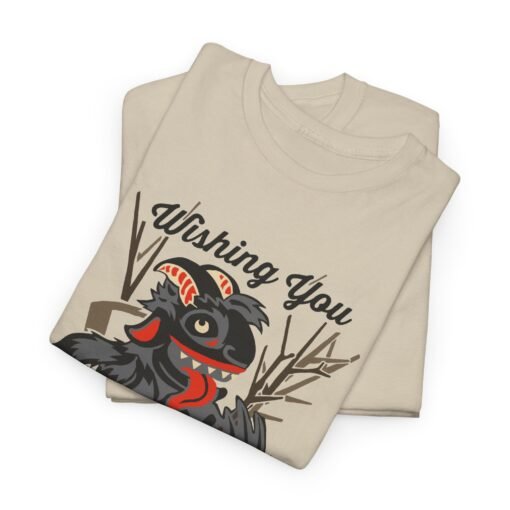 🎄👹 Wishing You a Scary Krampus Unisex T-Shirt – Holiday Cheer with a Creepy Twist - Image 2