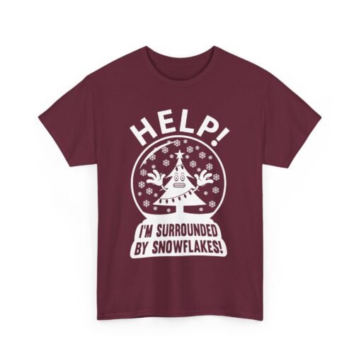❄️🎄😬 Help! I'm Surrounded By Snowflakes Unisex T-Shirt – Holiday Humor on Ice - Image 12