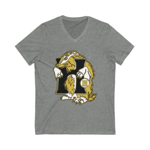 🦡💛 House of Badger Unisex Cotton V-Neck T-Shirt – Loyalty, Strength, and Subtle Magic - Image 3