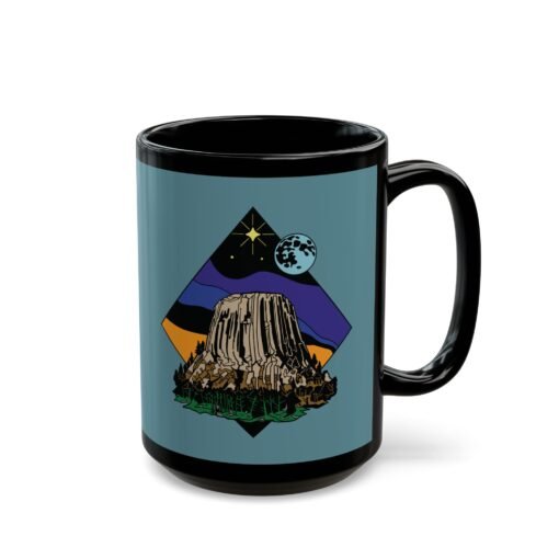 ☕🗻🌌 Devil’s Tower Black Mug – Sip from the Monument of Mystery - Image 10