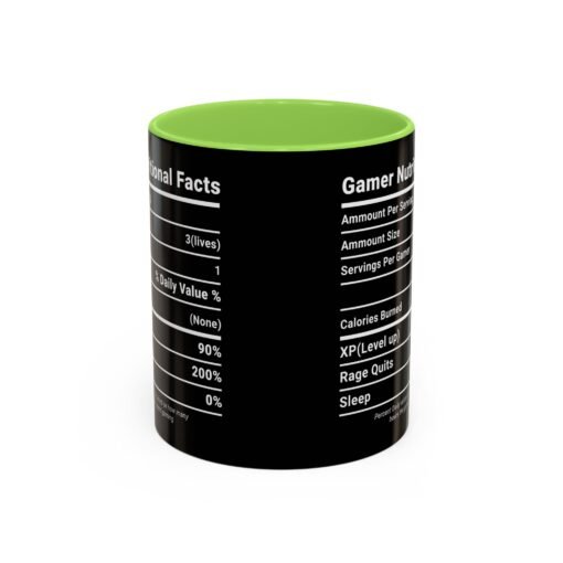 ☕🎮 Gamer Nutrition Facts Color Accent Mug – Fuel for Every Respawn - Image 2