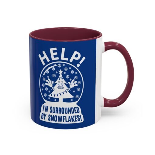 ☕❄️🎄 Help! I'm Surrounded By Snowflakes Color Accent Mug – Sip with Seasonal Sass - Image 22