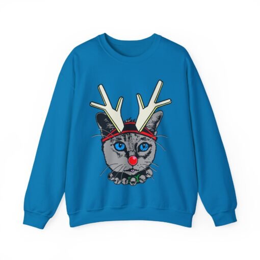 😺🦌 Rudolph Catmas Unisex Sweatshirt – Feline Festive, Reindeer Ready - Image 18