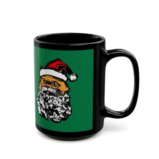 🎅🐱 Santa Claws Black Mug – Meowy and Bright - Image 10