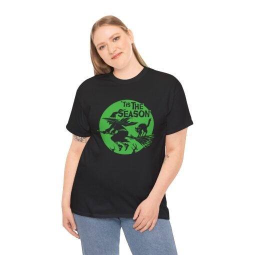 🌕🧹 ’Tis the Season Unisex T-Shirt – Full Moon, Flying Broom, Pure Magic - Image 2
