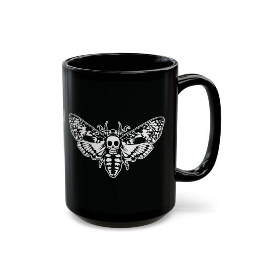 🦋 Death's Head Moth Black Mug – Dark Elegance with Every Sip - Image 13