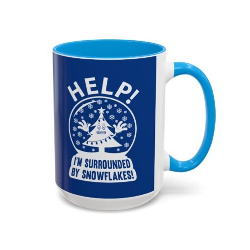 ☕❄️🎄 Help! I'm Surrounded By Snowflakes Color Accent Mug – Sip with Seasonal Sass - Image 46