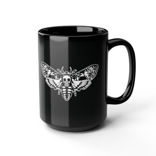 🦋 Death's Head Moth Black Mug – Dark Elegance with Every Sip - Image 14