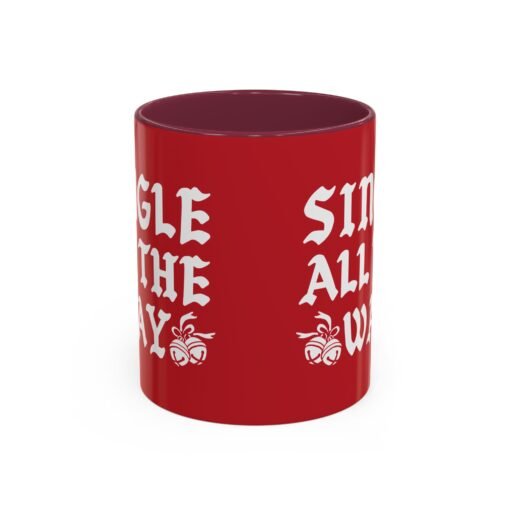 ☕💔🎄 Single All The Way Color Accent Mug – Sassy Sips for the Solo Season - Image 21
