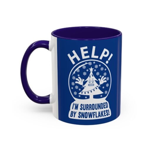 ☕❄️🎄 Help! I'm Surrounded By Snowflakes Color Accent Mug – Sip with Seasonal Sass - Image 12