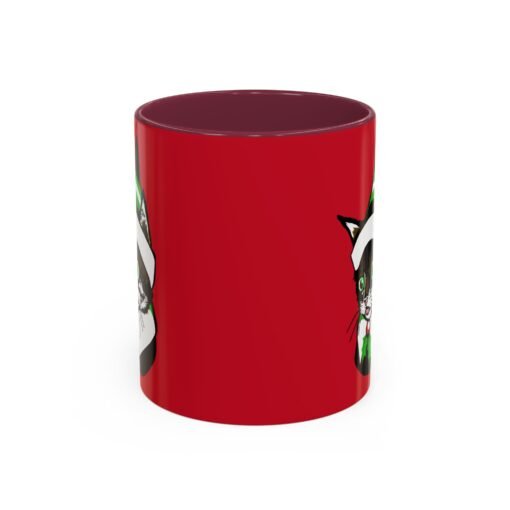 ☕🐱🎄 Elf Kitten Color Accent Mug – Sip with Holiday Whiskers & Cheer - Image 13