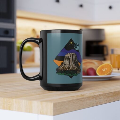 ☕🗻🌌 Devil’s Tower Black Mug – Sip from the Monument of Mystery - Image 13