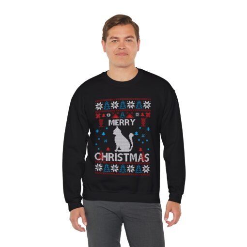 😺🎄 Merry Christmas Cat Unisex Sweatshirt – Purr-fectly Ugly & Festively Feline - Image 6