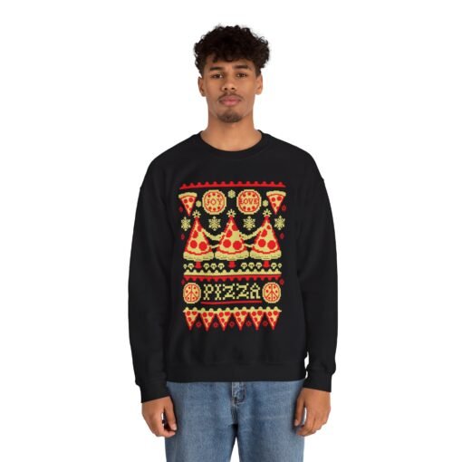 🍕🎄 Pizza-Themed Ugly Christmas Sweatshirt – Slice Into the Season - Image 5